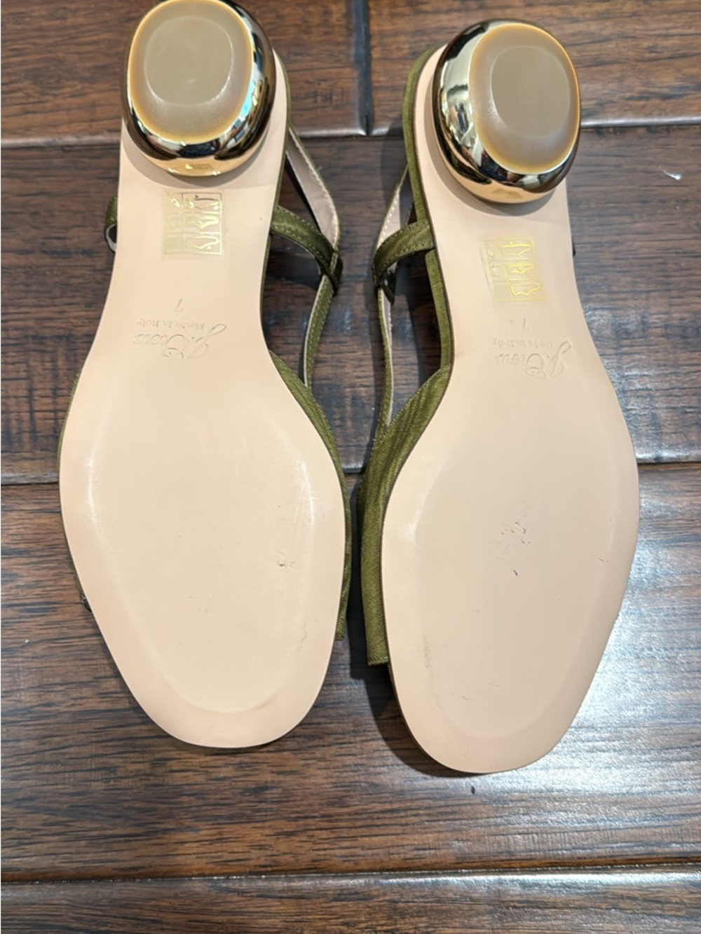 J.Crew NIB Silk Faille Gold Orb Heel Slingback Olive Sz 7 - Picture 3 of 4